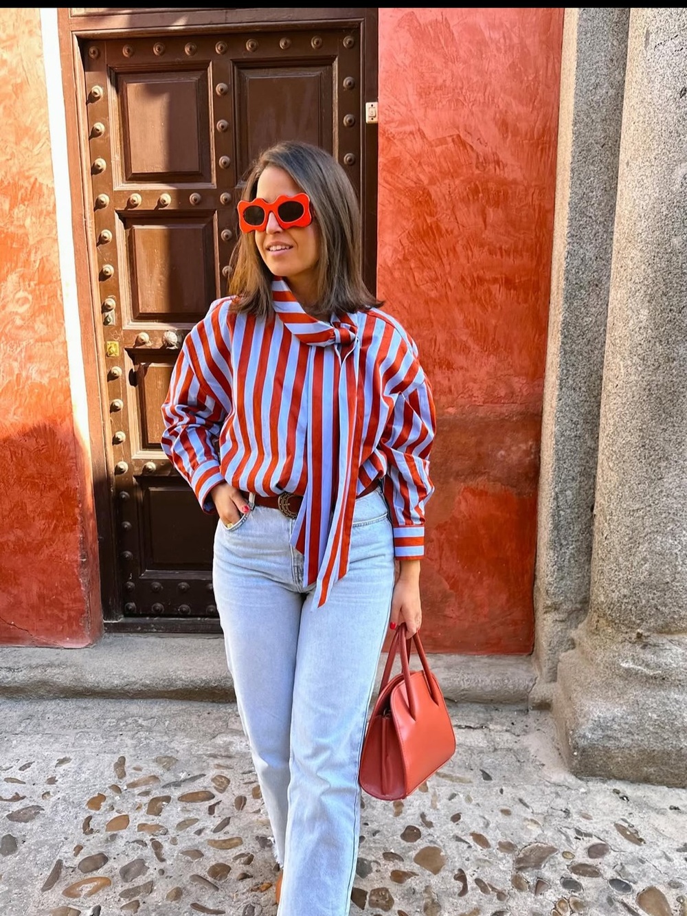 ZARA BOW NECK STRIPED SHIRT - Picture 11 of 16